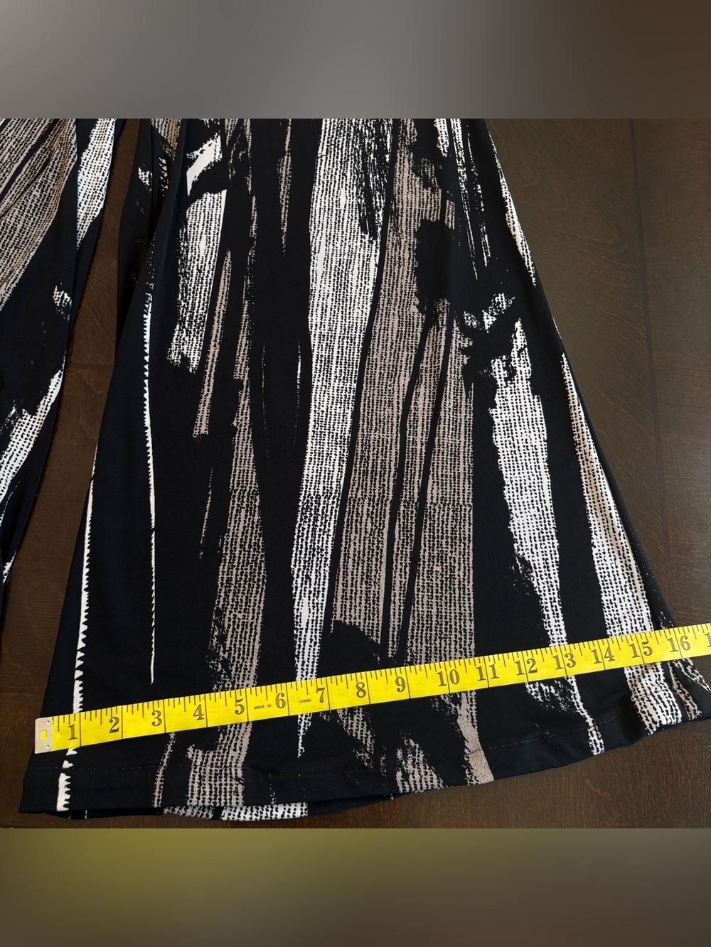 Clara Sun Woo Wide Leg Palazzo Pants Sz L Abstract Print Liquid Knit Travel - Picture 9 of 10